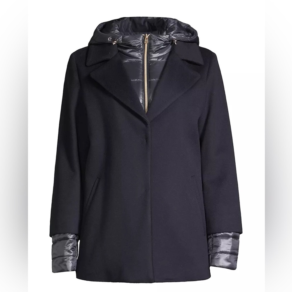 Herno Layered Quilted & Wool Puffer Jacket Navy size 42 - Picture 2 of 8